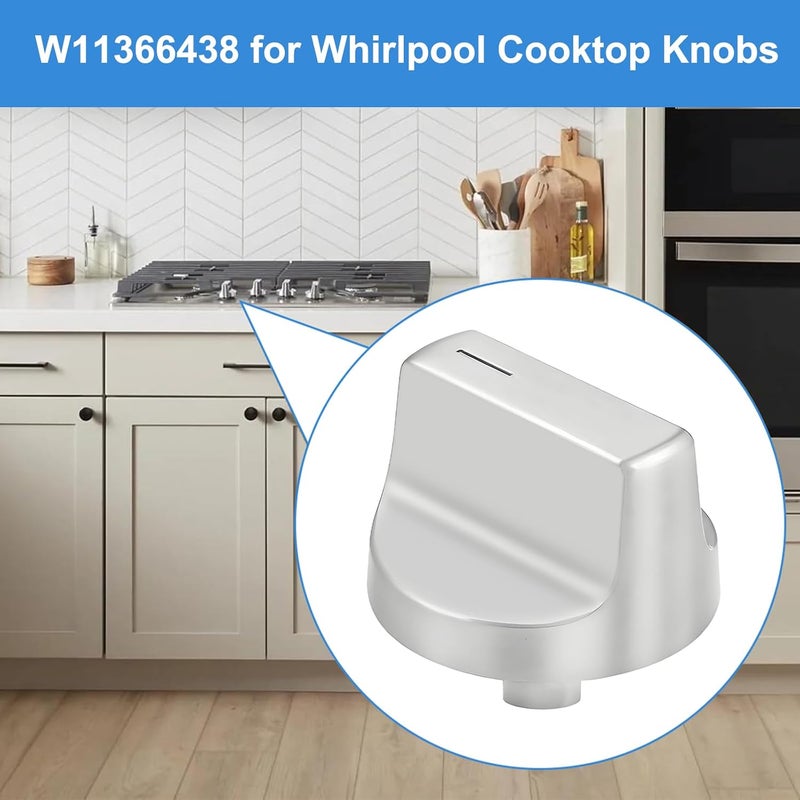 Gesleben W11366438 Stove Knobs Compatible with Whirlpool Electric Range Burner Control Knob WCG55US0HS00 WCG55US0HS05 WCG55US6HS00 WCG55US6HS05 WCG77US0HS00 WCG77US0HS05 Gas Stove Knobs - 5PCS - Image 5